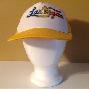 Vintage Las Vegas yellow snapback hat truckers cap